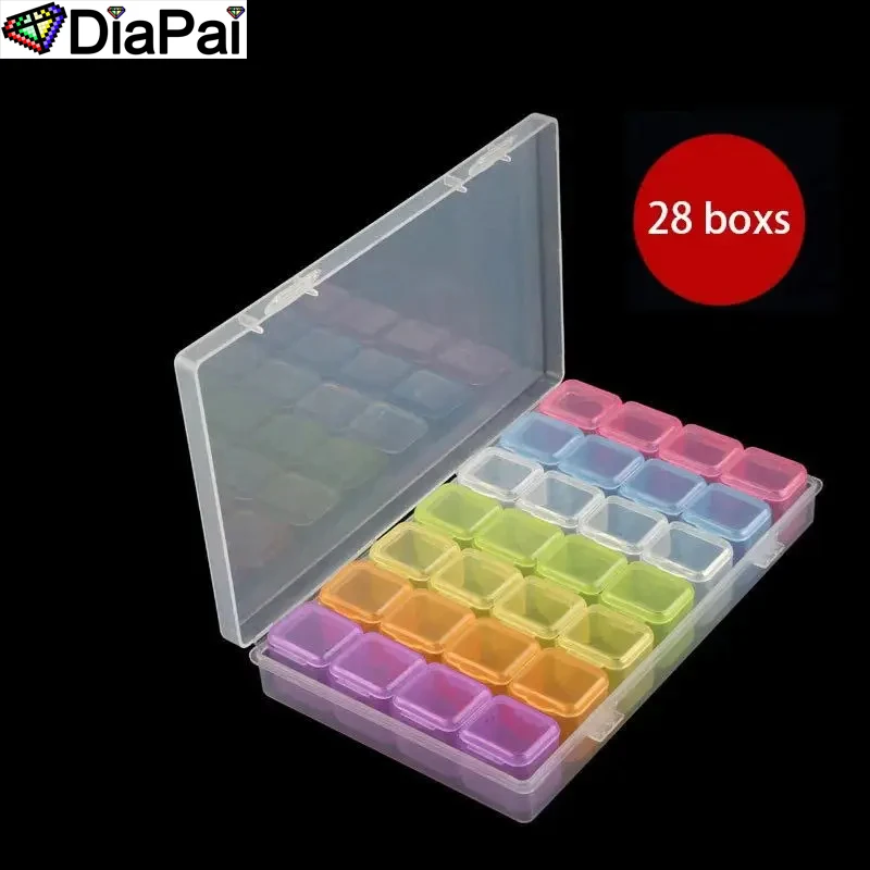 DIAPAI DIY Diamond Painting Drill Storage Box Embroidery Accessories Kit With Pen Glue Clay Funnel Tray Label Stickers Fix Tool