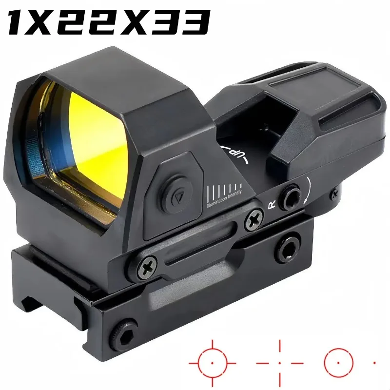 1x22x33 Red Dot Sight Tactical Riflescope 4 Reticle Reflex Sight Airsoft Optical Hunting Sight Gun Scope for 20mm Rail Mount