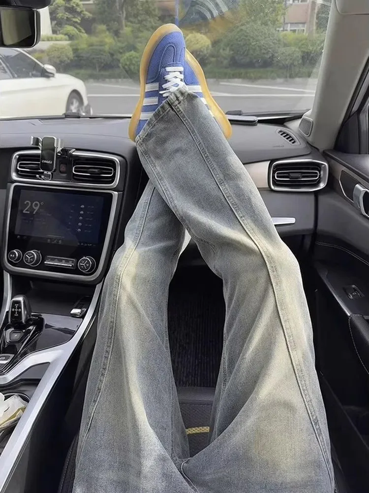 

Мужские джинсы прямого кроя в стиле ретро, синие, американского стиля, для осени и зимы, износостойкие, CleanFit, брюки-буткэт