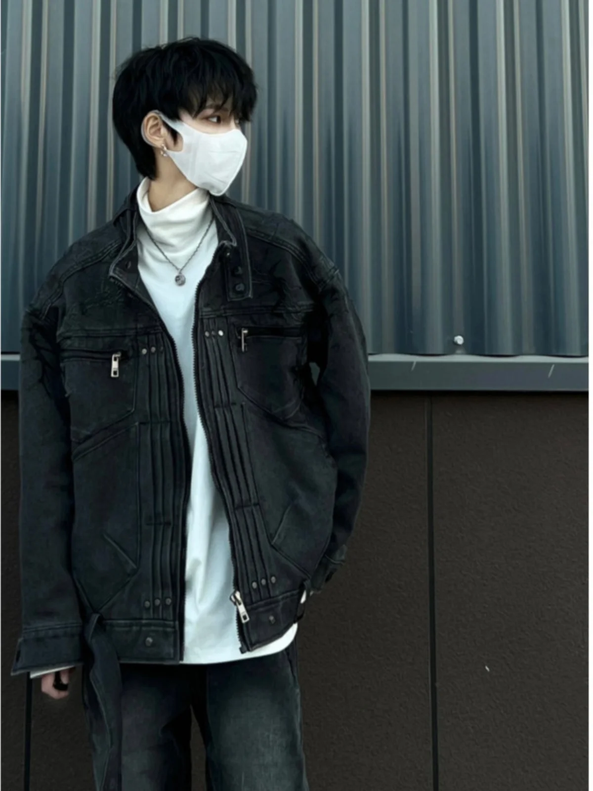 

Мужская осенняя джинсовая куртка с утеплением для старшеклассников, в стиле стритстайл, рабочая одежда, бейсбольный костюм, из смесового хлопка и полиэстера