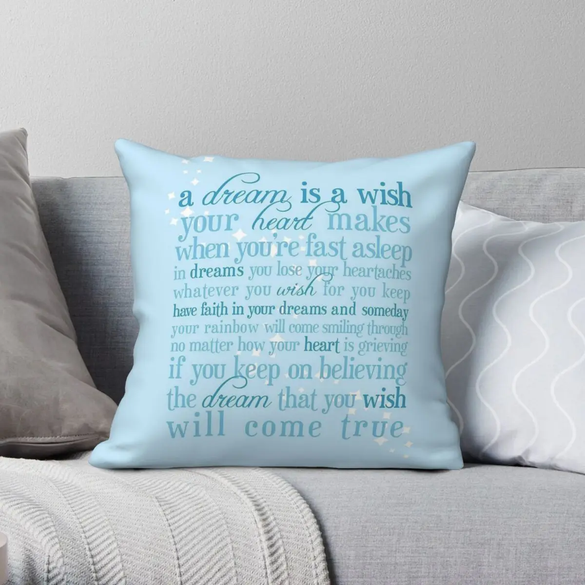 A Dream Is A Wish Your Heart Makes Square Pillowcase Polyester Linen Velvet Pattern Throw Pillow Case Room Cushion Cover 45x45