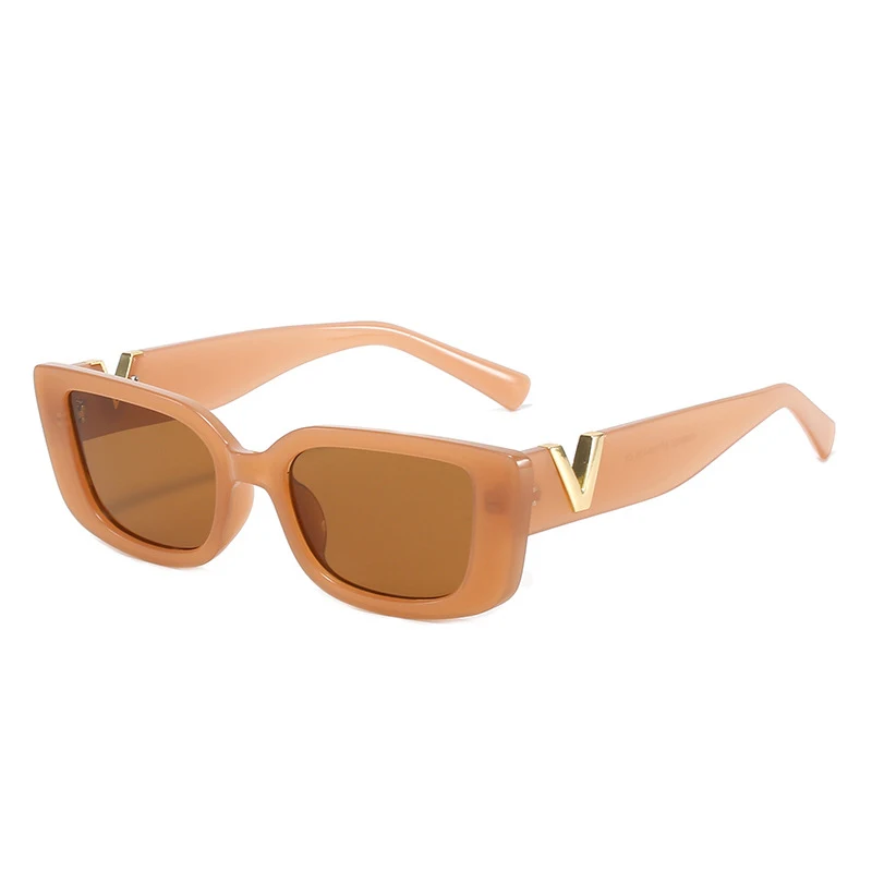 New Sunglasses Metal V Square Fashion Sunglasses Lady Retro Street Photo Candy Colored Glasses Ins