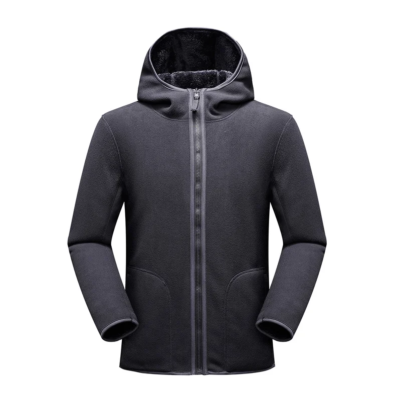 Outdoor Hiking Jacket Men Women Double-sided Fleece Warm Windproof Hooded Jackets Climbing Cycling Camping Fishing Coats Winter