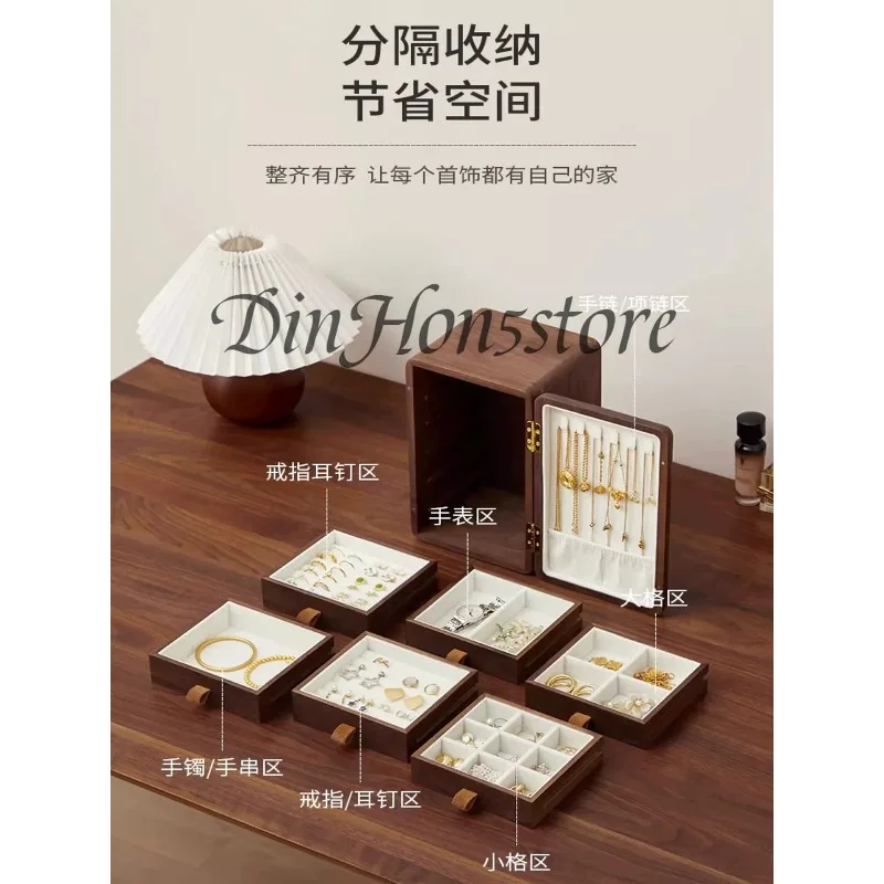 Suzhou Embroidery Ornament Storage Box Multi-Grid Earring Jewelry Organizer Table Screen Style DIY Handmade Craft Decoration