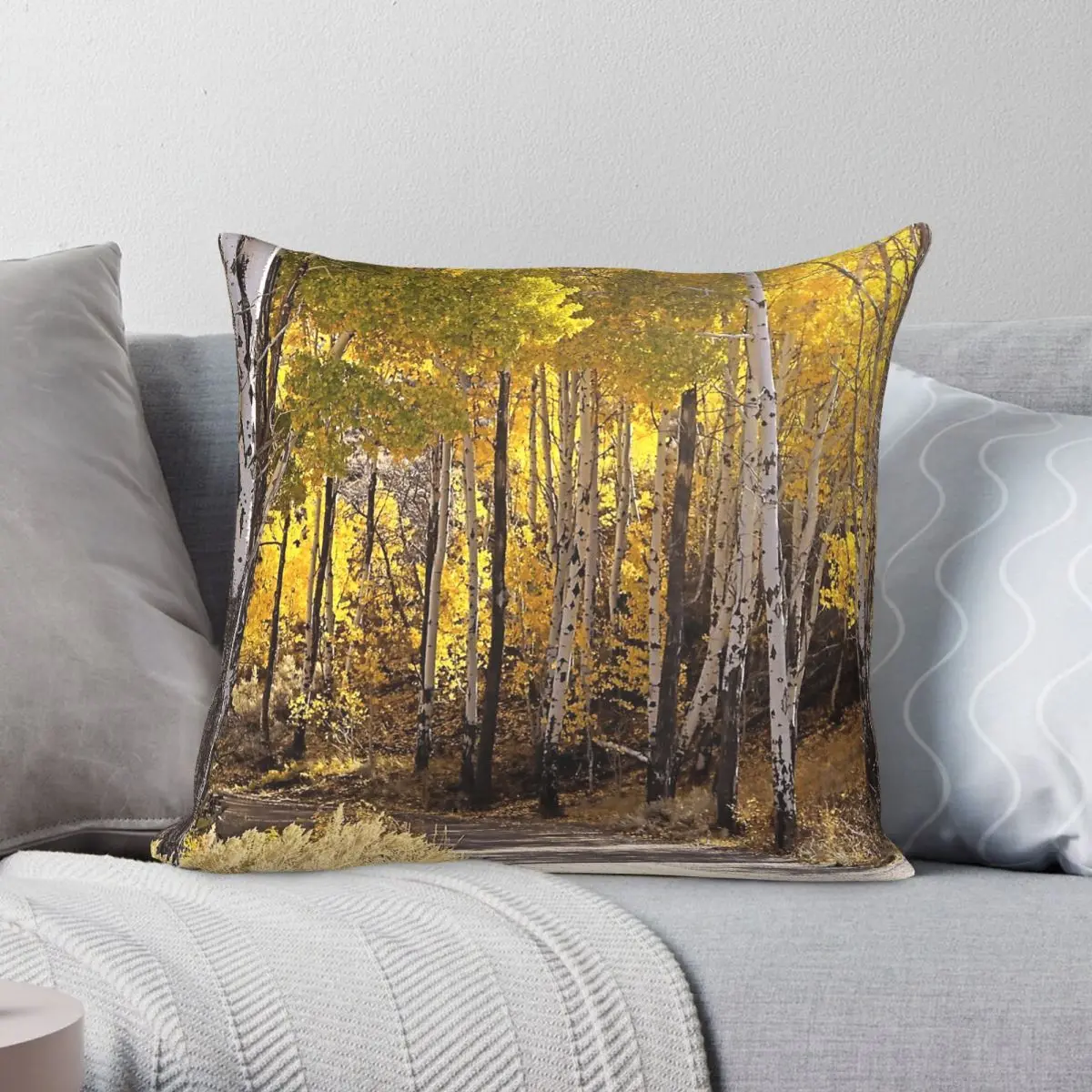 Water Canyon Trailhead Square Pillowcase Polyester Linen Velvet Pattern Zip Decorative Sofa Seater Cushion Cover