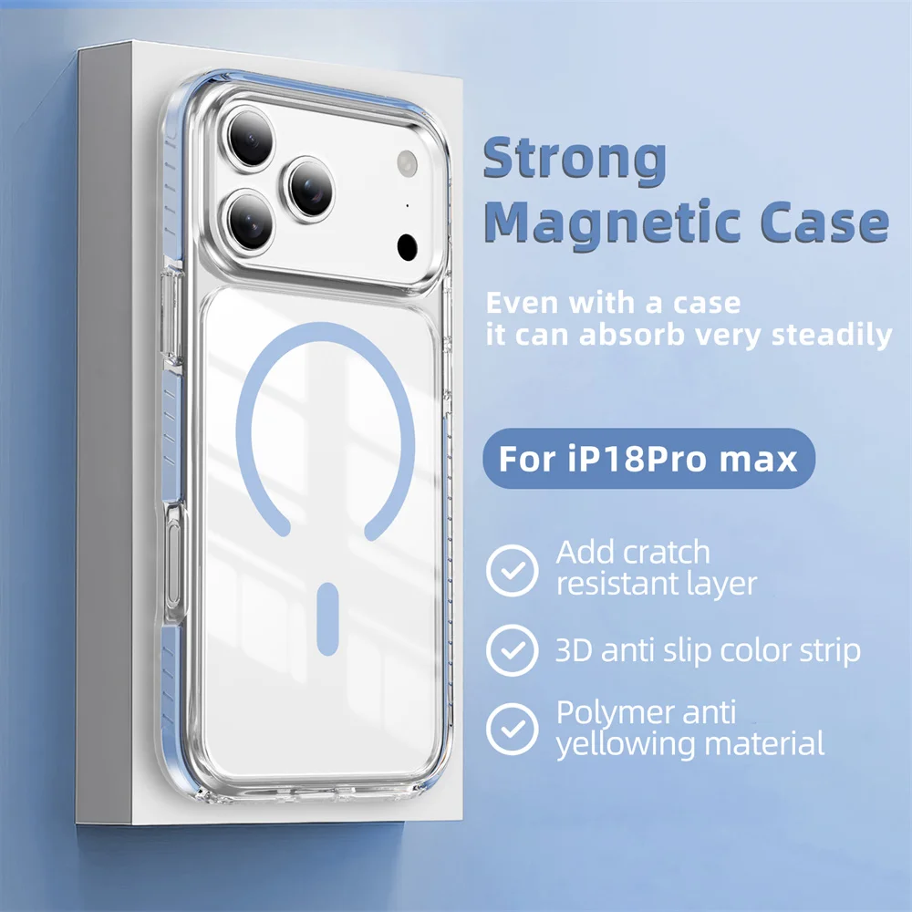 Luxuriöse Transparente Magsafe Magnetische Hülle für iPhone 18 Pro Max 17 16 15 14 13 12 Kabelloses Laden Candy-Rahmen Stoßfeste Abdeckung – Detail 18