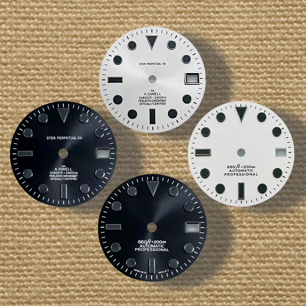 

28.5mm High Quality S Logo SUB Dial Suitable For NH35/NH36 Movement No Luminous Black Index Diving Modification Accessories