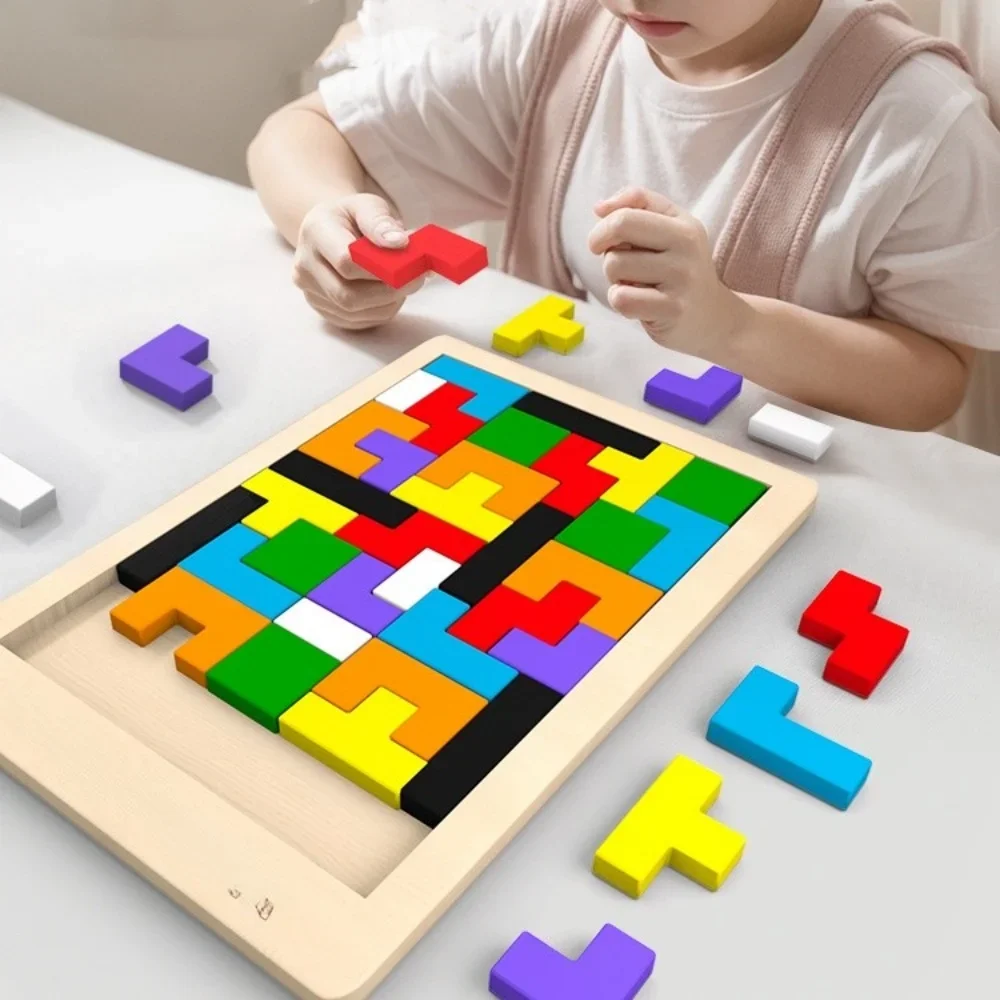 

Montessori Colorful wooden puzzle toys Tangram materials children's Building Children's learning
