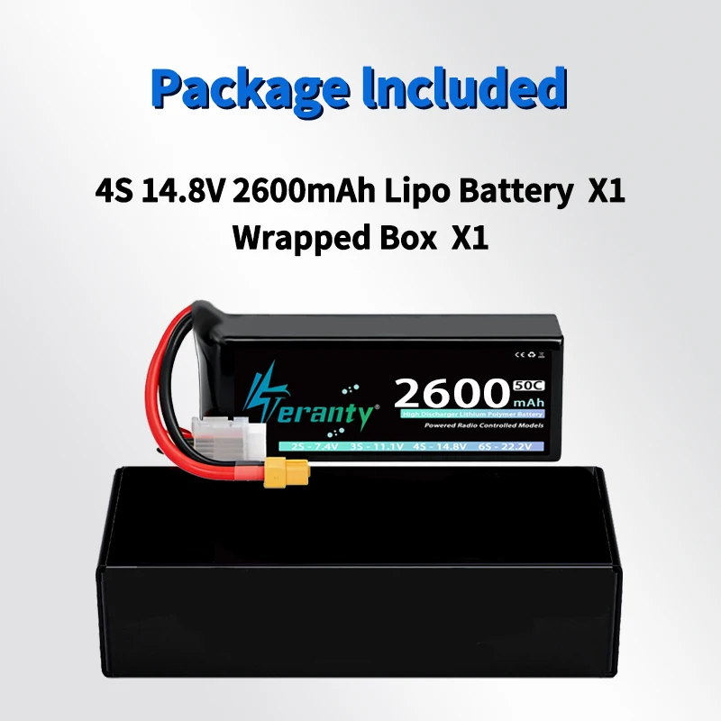 1/2 szt. Teranty 4S 2600mAh 14.8V 50C/100C Akumulator Lipo Softcase z wtyczką T XT60 do samochodów RC, łodzi, dronów RC FPV, helikopterów, ciężarówek — zdjęcie produktu 6
