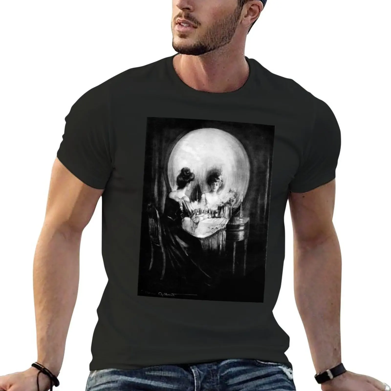 Charles Allan Gilbert - All is Vanity Horror Artwork T-Shirt graphics summer top custom shirt big and tall t shirts for men