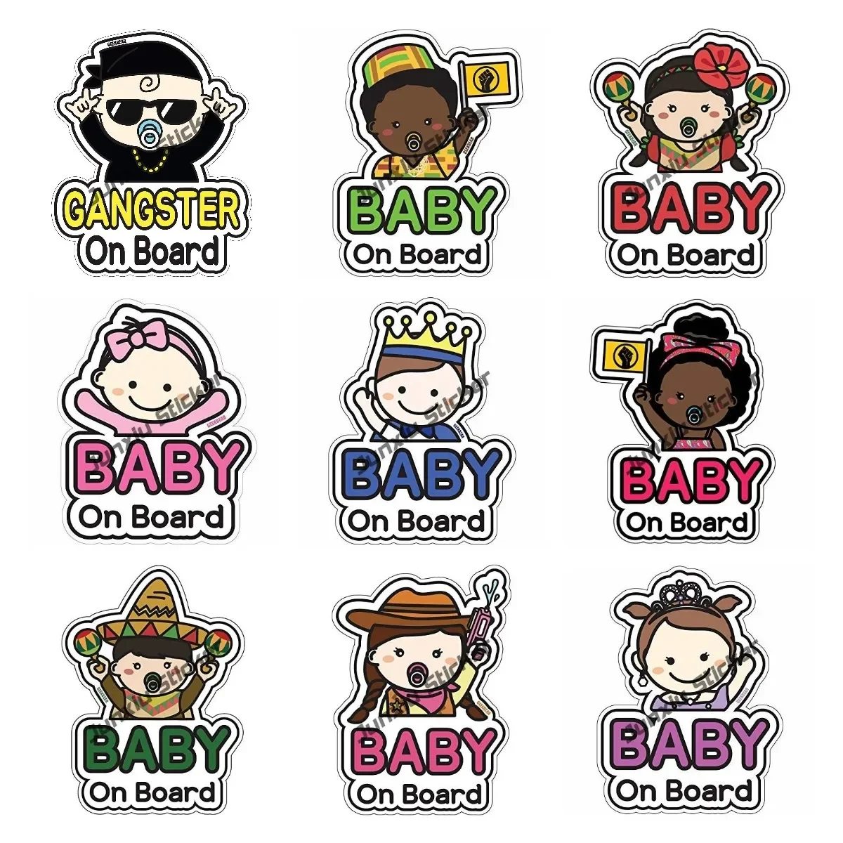 Creativity Baby on Board Sticker for Cars Hiphop Baby Decal Cover Scratches Waterproof Car Accessories Cartoon Glue Sticker