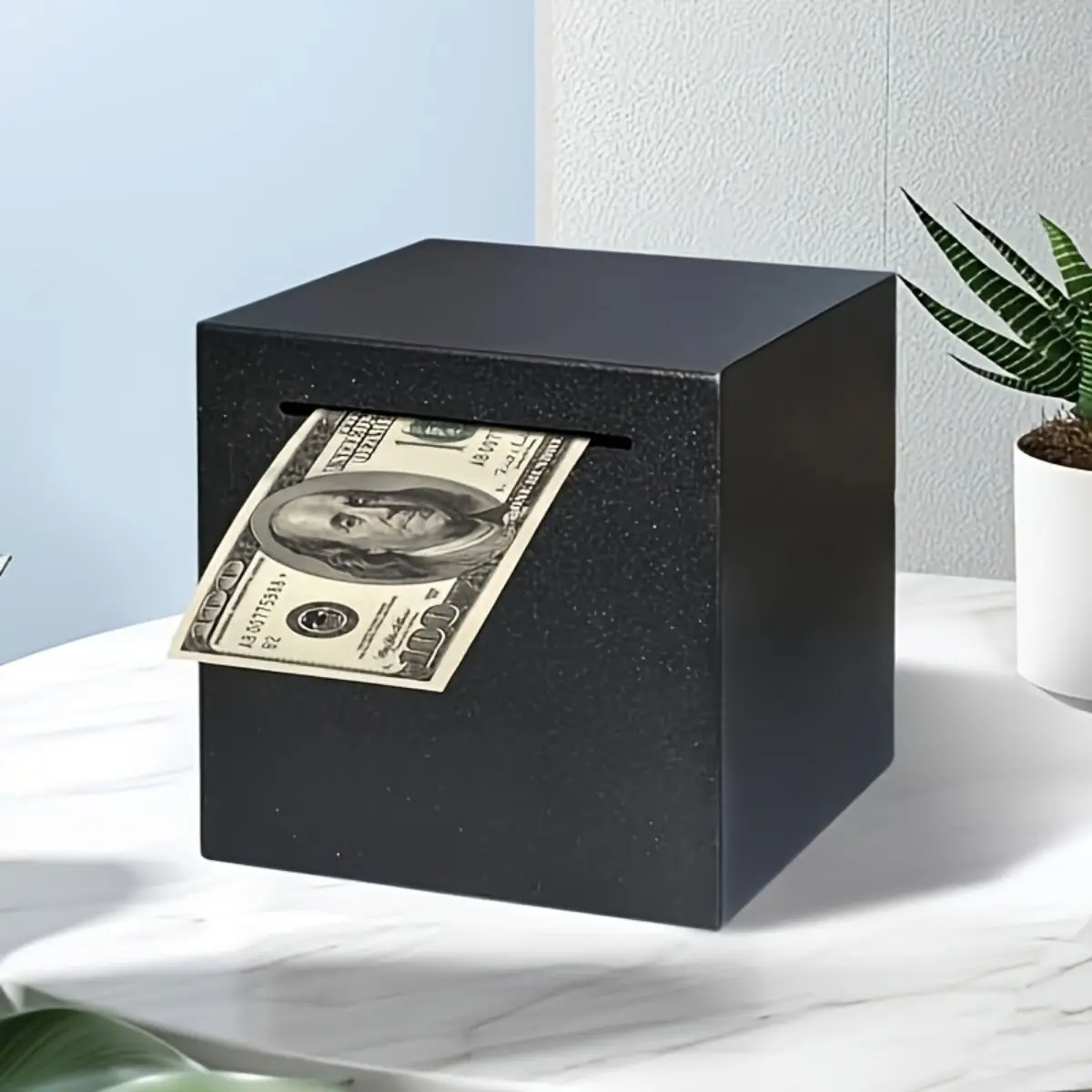 DIY Piggy Bank for Adults Metal Piggy Bank Metal Money Bank for Cash and Coins Saving 4.72 Inch (Black)
