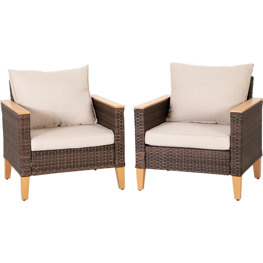 

Sophia & William Outdoor Patio Sectional Sofa Set 2 Seats High Back Single Wicker Patio Furniture Chairs All-Weather Patio Conve