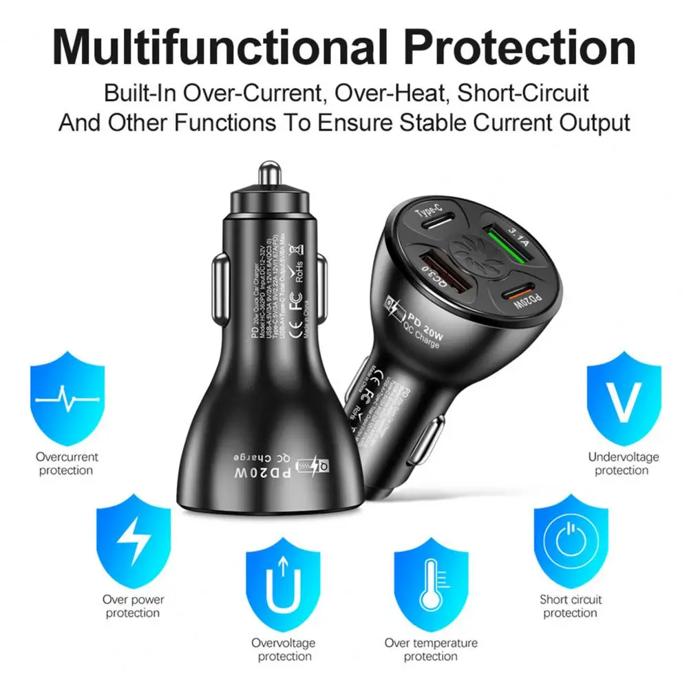 Convenient Car Charger Socket Fire-resistant Widely Compatible Good Conductivity Car Charger Adapter Auto Supplies