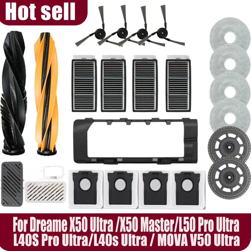 Dreame X50 Ultra /X50 Master/L50 Pro Ultra/L40S Pro Ultra/L40s Ultra / MOVA V50 Ultra piezas cepillo filtro paño de mopa bolsa