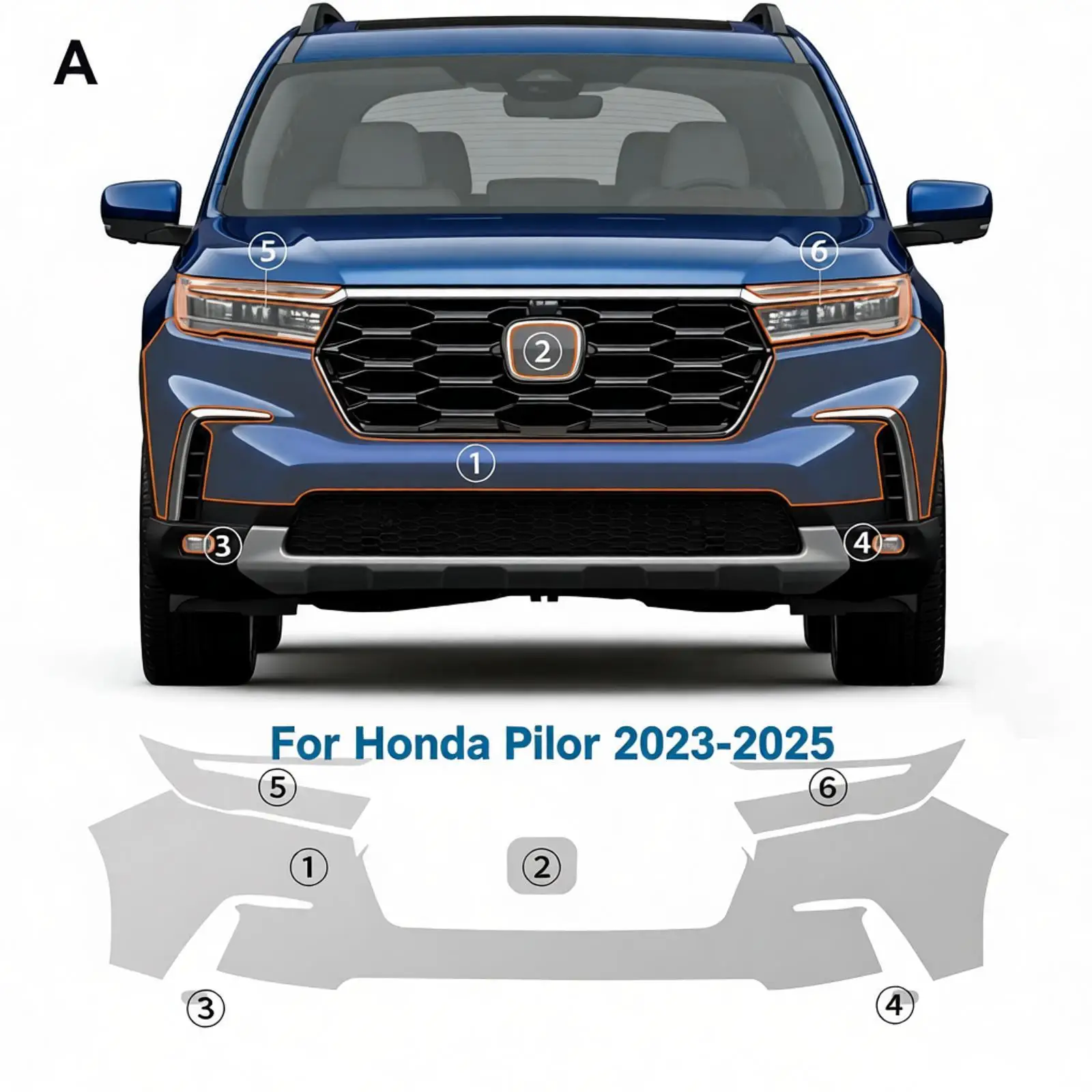 

For Honda Pilot 2023-2025 TPU Bumper Paint Protection Film Self-Healing Clear Bra Pre-cut PPF Car Body Anti-Scratch Resistant