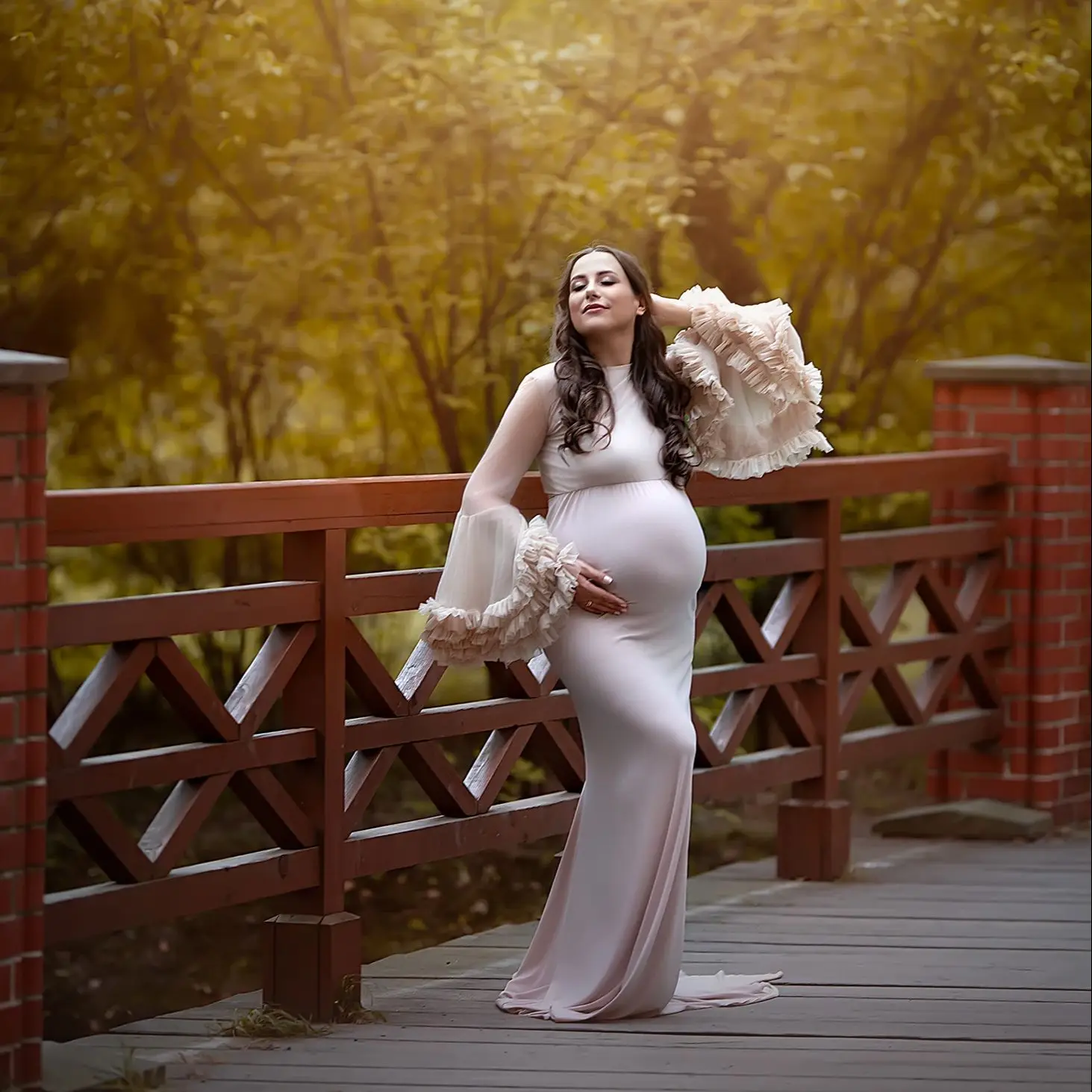 

Linda винтажное платье для беременных для фотографии, праздничное платье с длинными рукавами и русалкой, зимние платья для беременных и детского душа на заказ