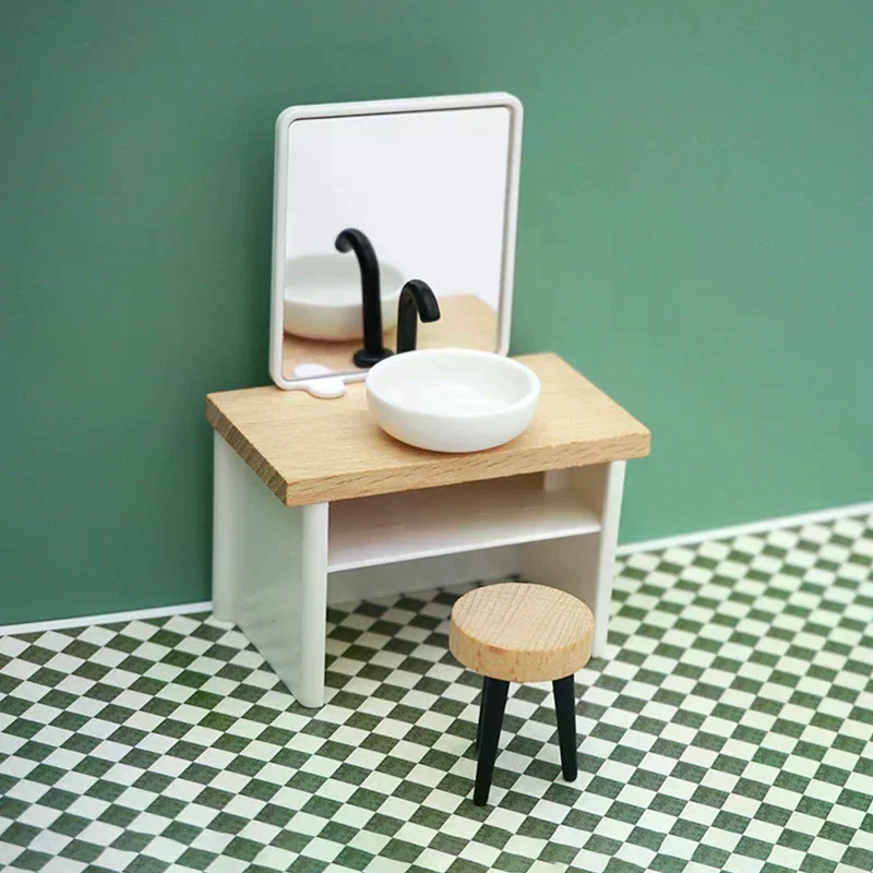 1:12 Dollhouse Furniture Toy Miniature Room Decor Bathroom Set Shower Toilet Bathtub Sink Commode Doll House Accessories
