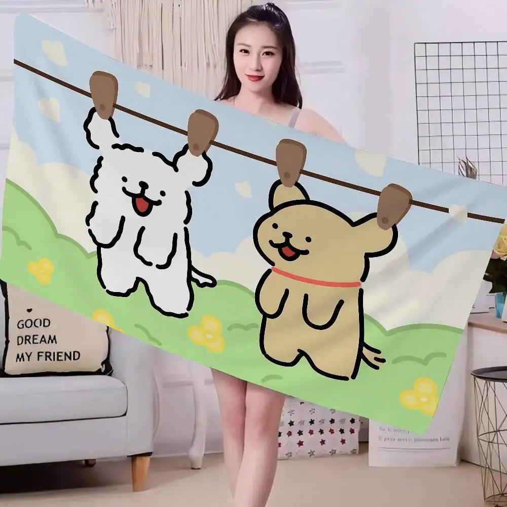 Dog Breed Maltese Line Dog Anime Beach Swimming Towel Soft Absorbent Washcloth Children's Gifts for Kids Travel Camping Gym