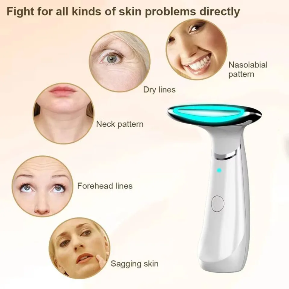 مدلك الرقبة Led العلاج الجمال تقليل خطوط الرقبة تشديد إزالة الوجه التجاعيد ثابت رفع الوجه الاسترخاء أداة