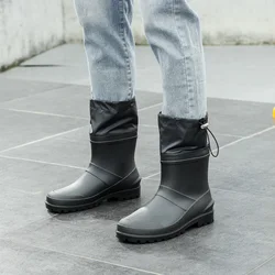 Bun mouth anti slip men's short tube rain boots PVC wear-resistant black closed mouth rain boots Garden waterproof shoes