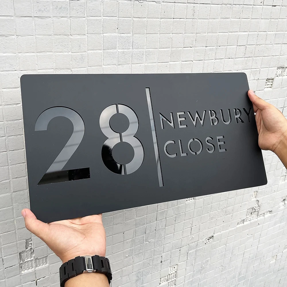 

Laser Cut Matt Mirror Personalised Door Numbers House Sign Plaques Personalised Laser 3d Number | 30cm x 16cm