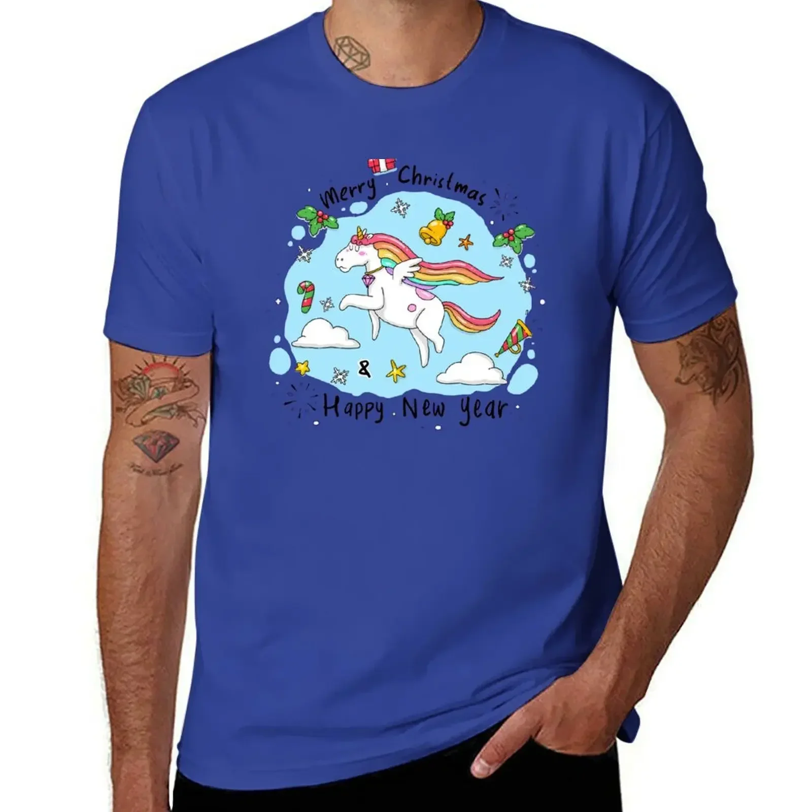 Unicorns for Children Cute Colorful Rainbow Christmas Fairy Tale Myth T-Shirt boys animal print Men's t-shirt 2024 heavyweight image 6
