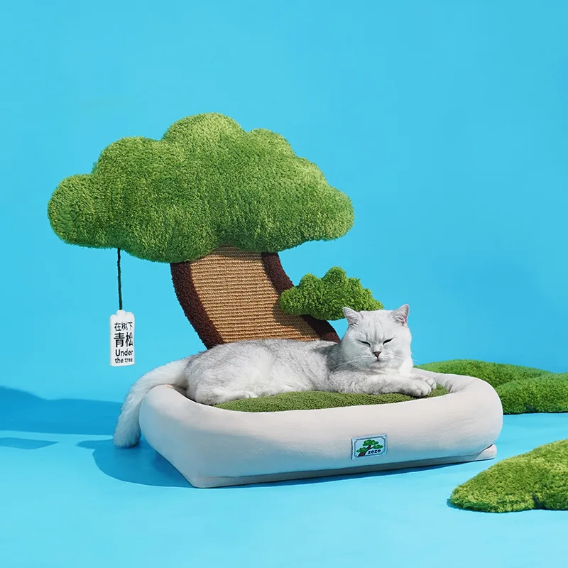 

New Cat Nest Pet Multifunctional Sofa Beds with Scratching Pads Cats Grinding Pawl Sleeping House with Interactive Cat Mint Toys