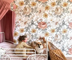 Customized size wallpaper pink roses flat murals small floral fragments seamlessly connected decorative paintings 3d wallpaper