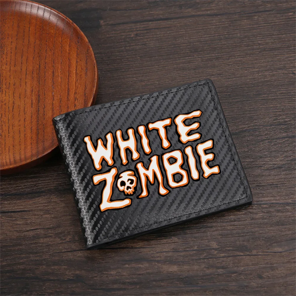 White font orange outline zombie skull art Men's Wallets Simple Business Modern Stylish Printing Design Gifts For Father Boyfrie