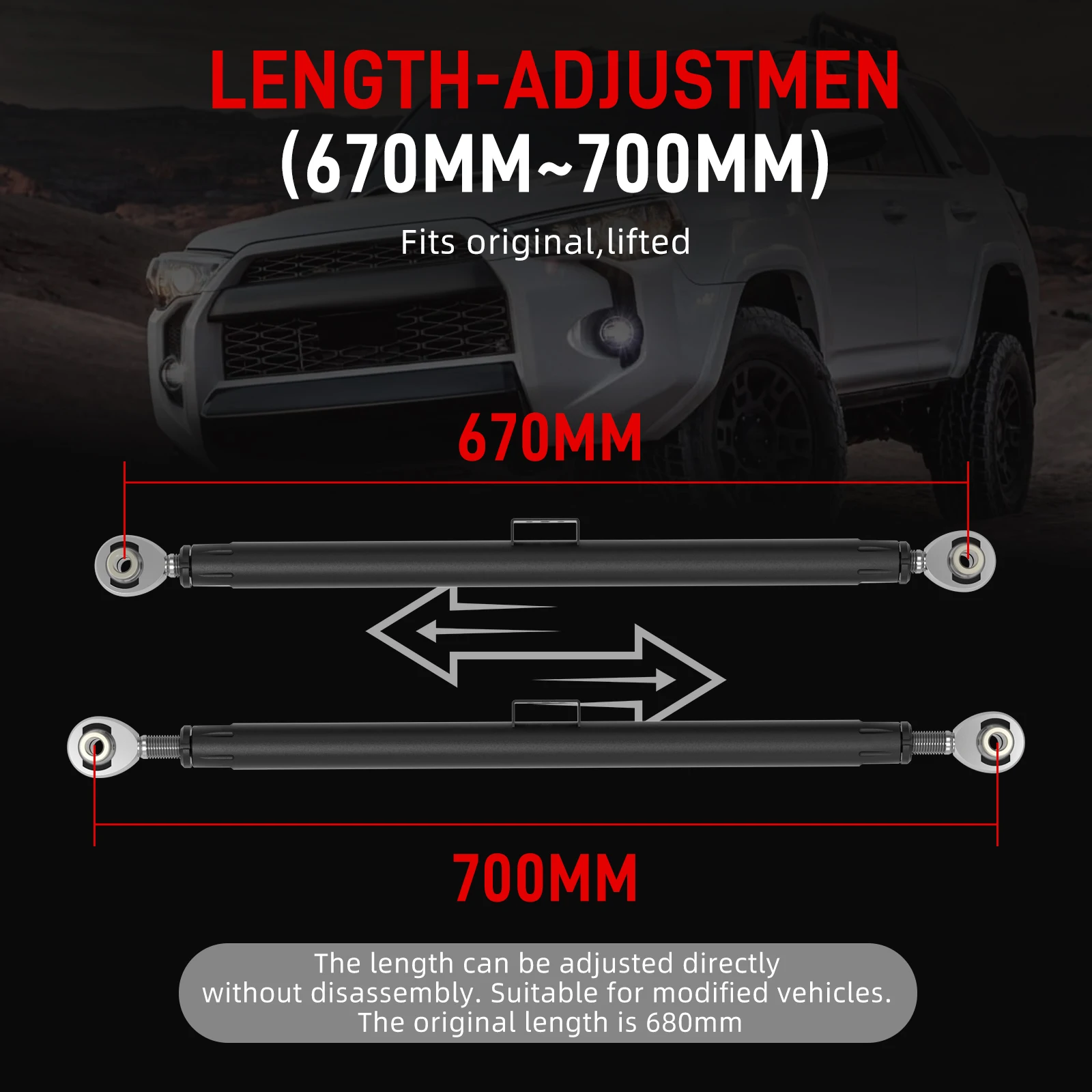

(US stock) Rear Lower Adjustable Control Arm for Toyota 4Runner 2003-2024,Replace for 48720-35061(Adjustable Length:670mm~700mm)