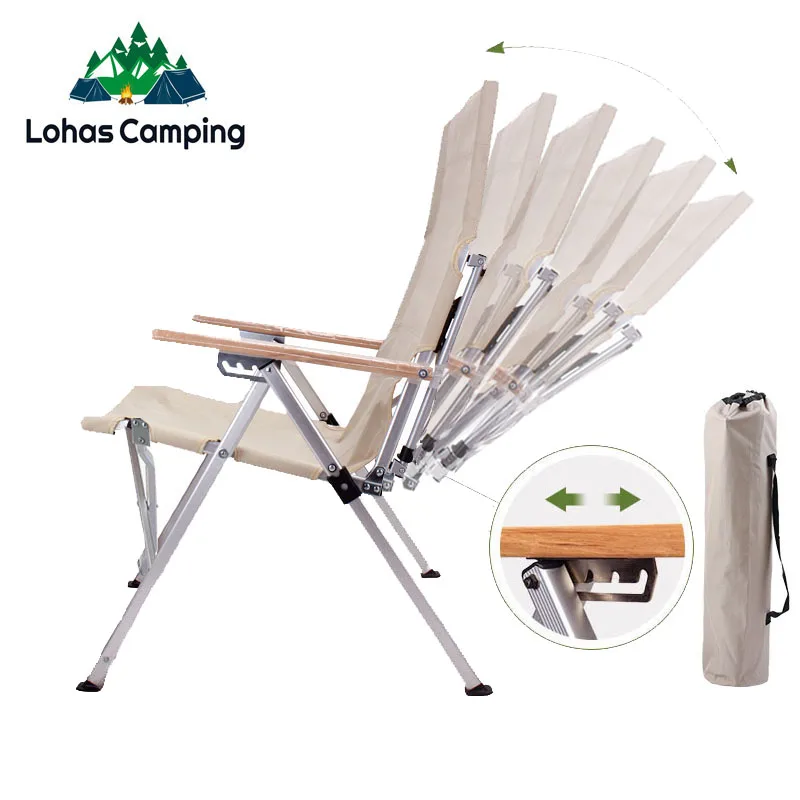 Lohascamping 6-speed Angle Adjustable Backrest Camping Chair aluminum alloy folding Relax chair outdoor lounge Bench Chair