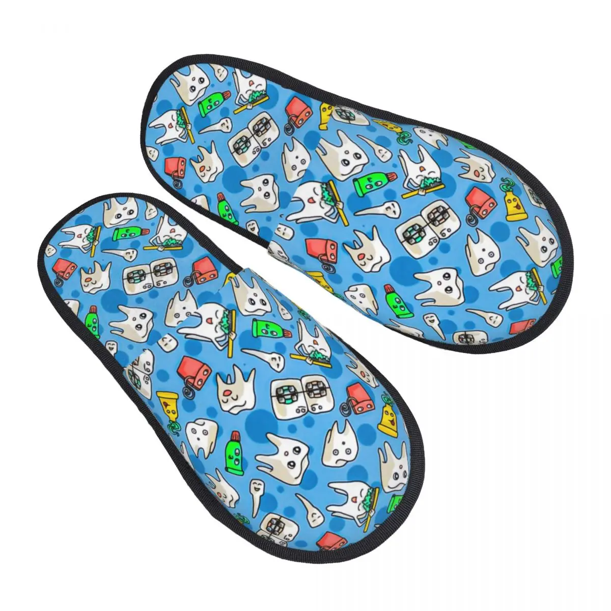 Custom Funny Teeth Dentist Dental Tooth Printed Memory Foam Slippers Women Comfy Warm House Slippers