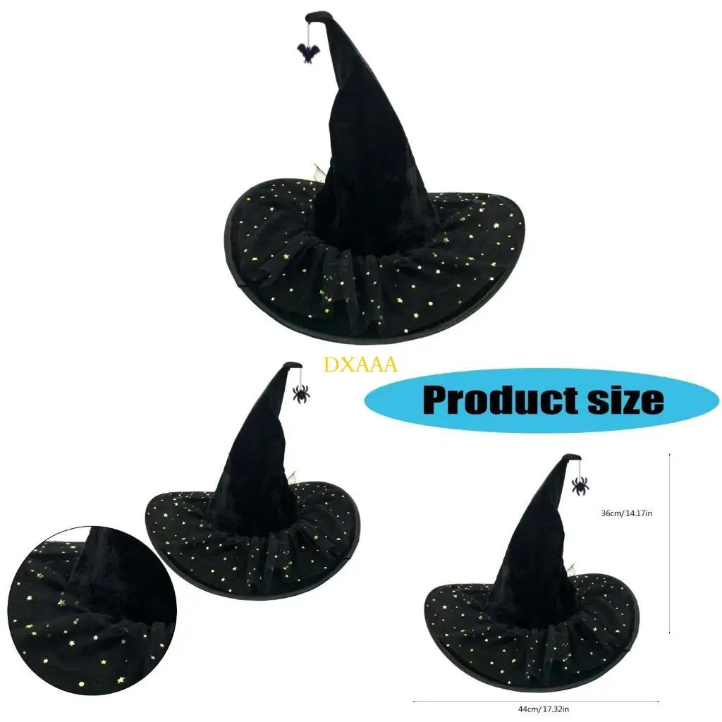 

DXAA Women Witch Hat Halloween Wizard Hat Adult Halloween Costume Accessories for Women Men Masquerade Cosplay Role Playing