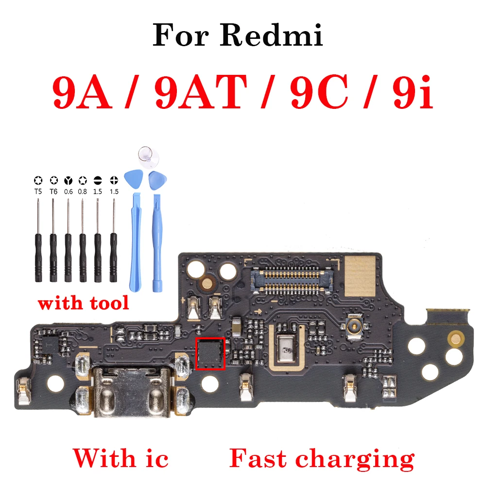 

Pop 1 шт., новый USB-порт для зарядки для Xiaomi Redmi 9A 9C 9i 9AT, док-разъем, плата зарядного устройства, гибкий кабель, запасная часть