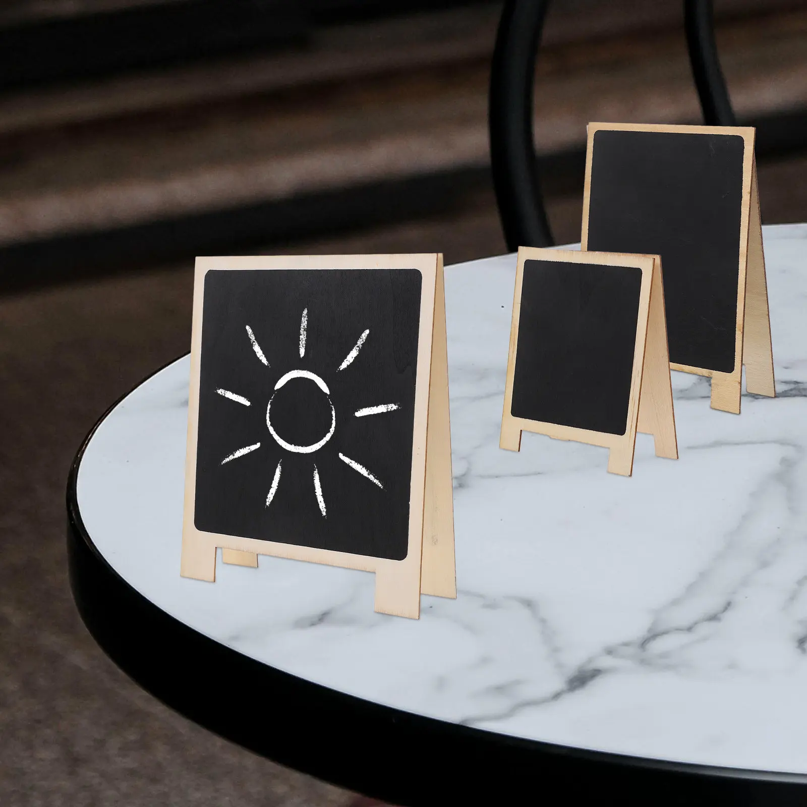 3Pcs Mini Chalkboard Sign Wooden Easel Desk Decor Erasable Reusable Message Board for Wedding Table Number Cafe Restaurant Party
