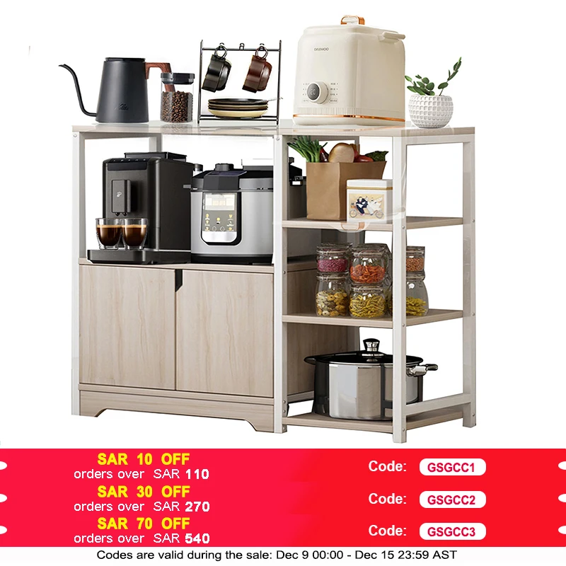 Kitchen Standing Shelf Units Kitchen Rack with Storage Cabinet 3-Tier Microwave Oven Stand Spice Holder