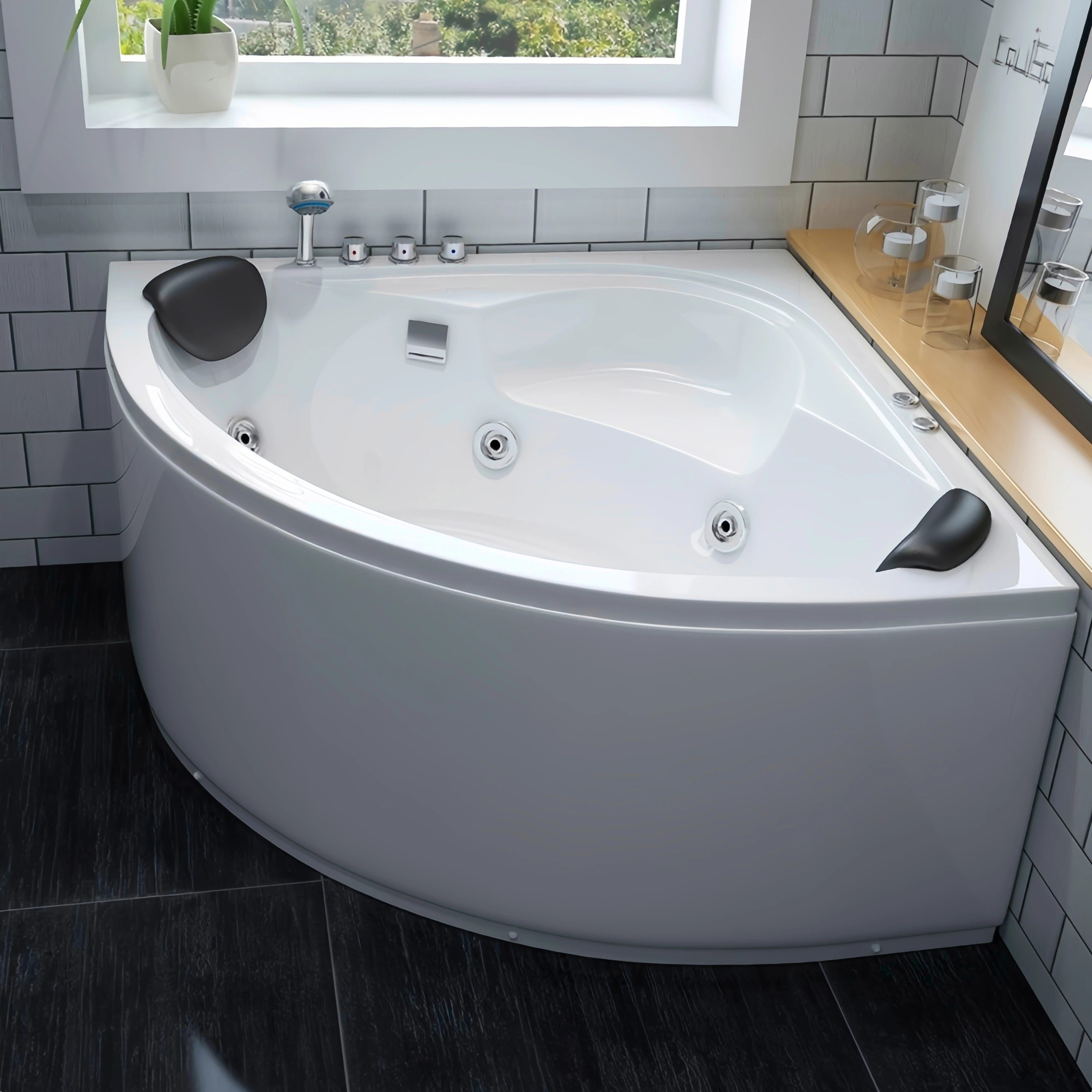 2 Person Modern Diamond Acrylic Freestanding Indoor Hotel Massage Bathtub Air Bubble 16 Jets Whirlpool Drainer Computer Included