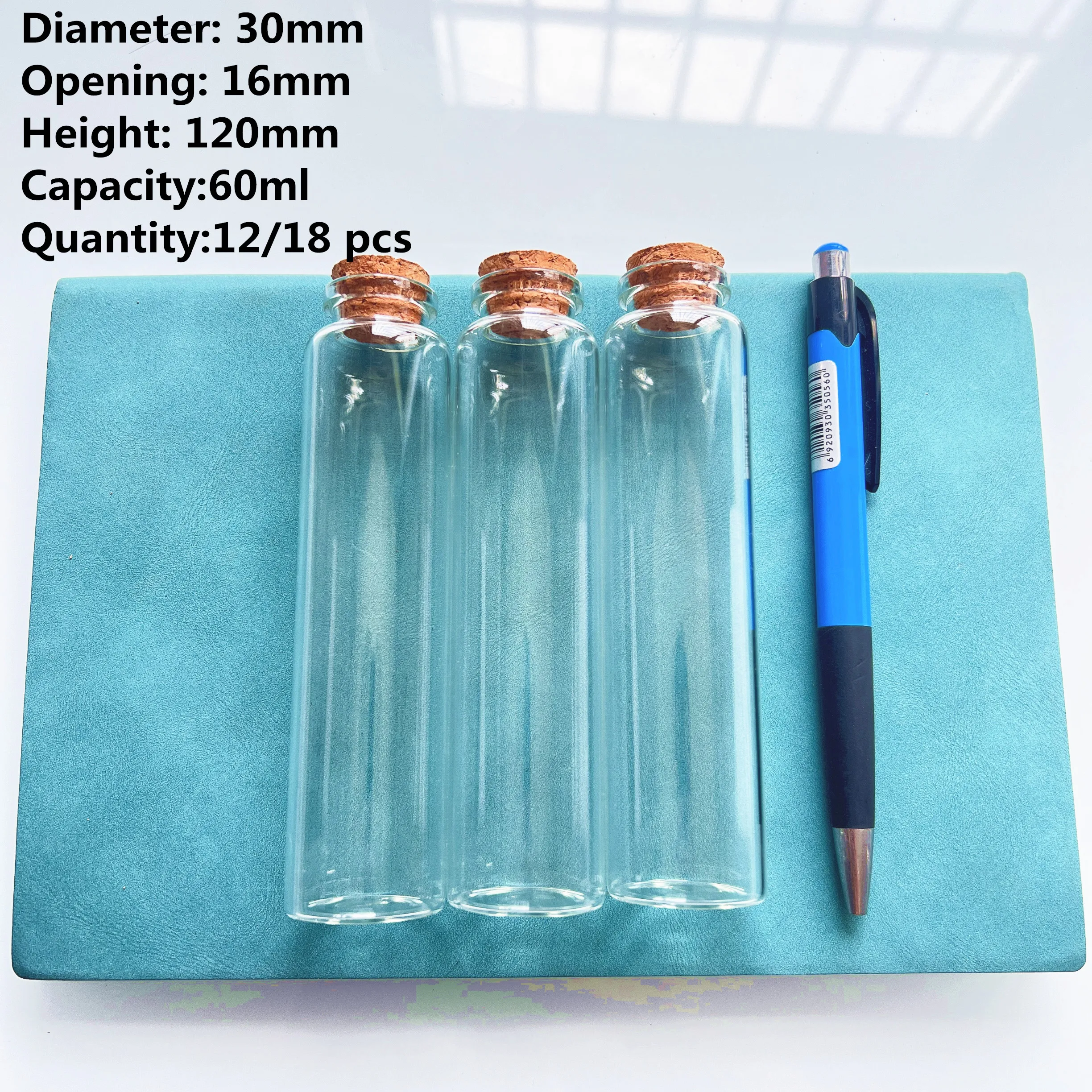 

Glass test tube 12/18 pcs/lot 30*120mm 60ml Glass Bottle Cork Flat bottomed Jars Mini DIY Wishing Bottles Decorative