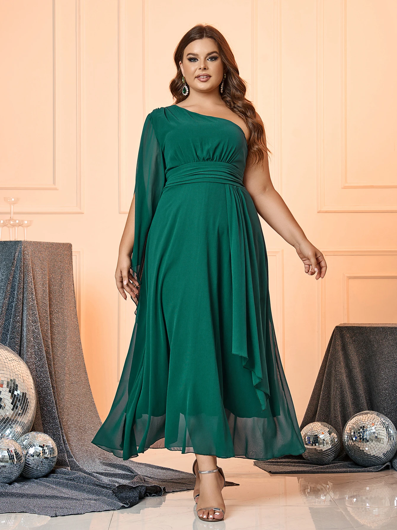 Suknie wieczorowe Plus Size Długie eleganckie suknie wieczorowe A Line V Neck Ruffles Szyfonowa suknia ślubna Robe De Soiree