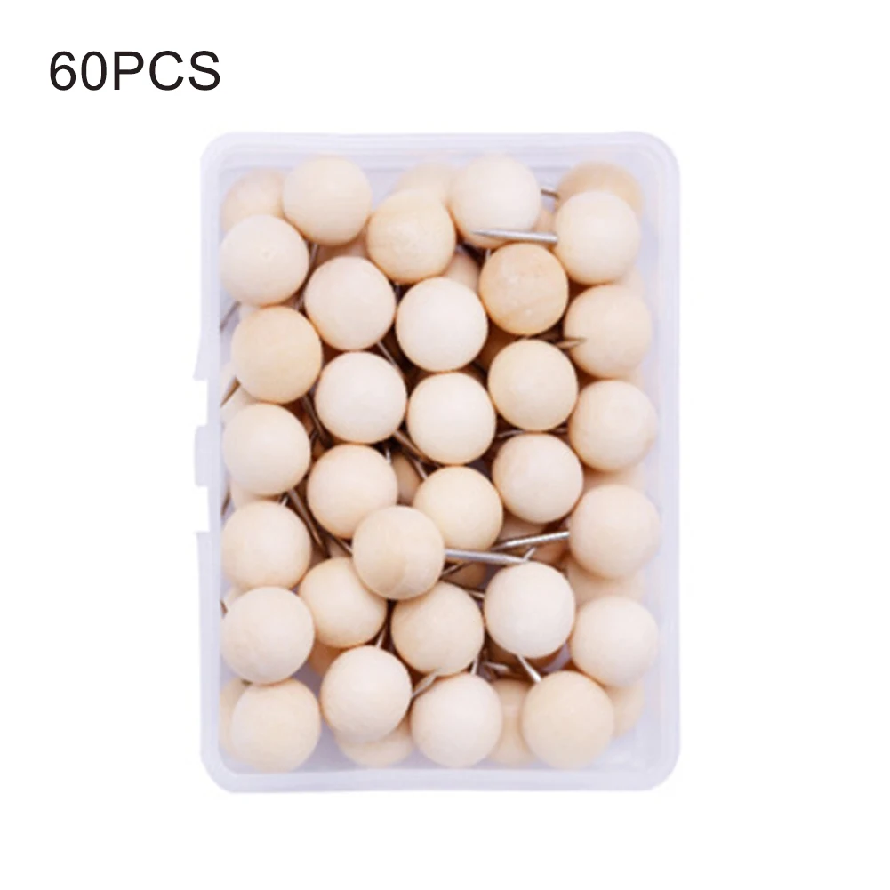 1box School Binding Supplies With Organizing Container Decorative Photo Wall Home Wooden Thumbtack Office Push Pin Craft Drawing