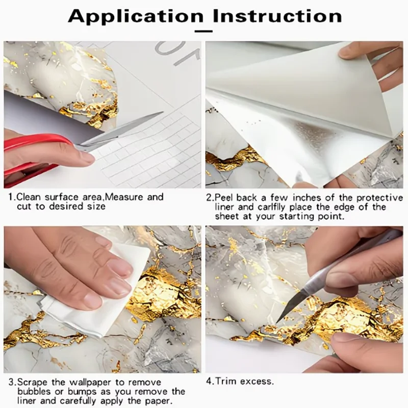 Kitchen Cabinet Sticker And Oil-Proof Sticker Gold Marble Pattern Waterproof Stain-Resistant Self-Adhesive And Easy To Clean. view 6