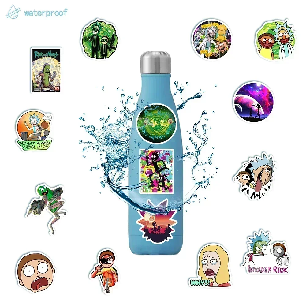 50 Uds pegatinas de dibujos animados de Disney Ricked Morties pegatina de Graffiti monopatín impermeable maleta de viaje teléfono maleta para portátil para regalo