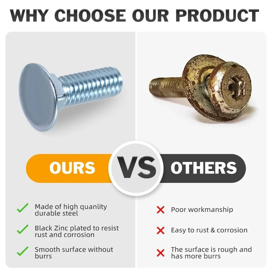 Kit de parafusos do para-choque traseiro dianteiro com tampa redonda compatível com Ford 7 1614x11 4 4 conjunto; Parafusos do para-choque cromado de transporte longo, porcas sextavadas a