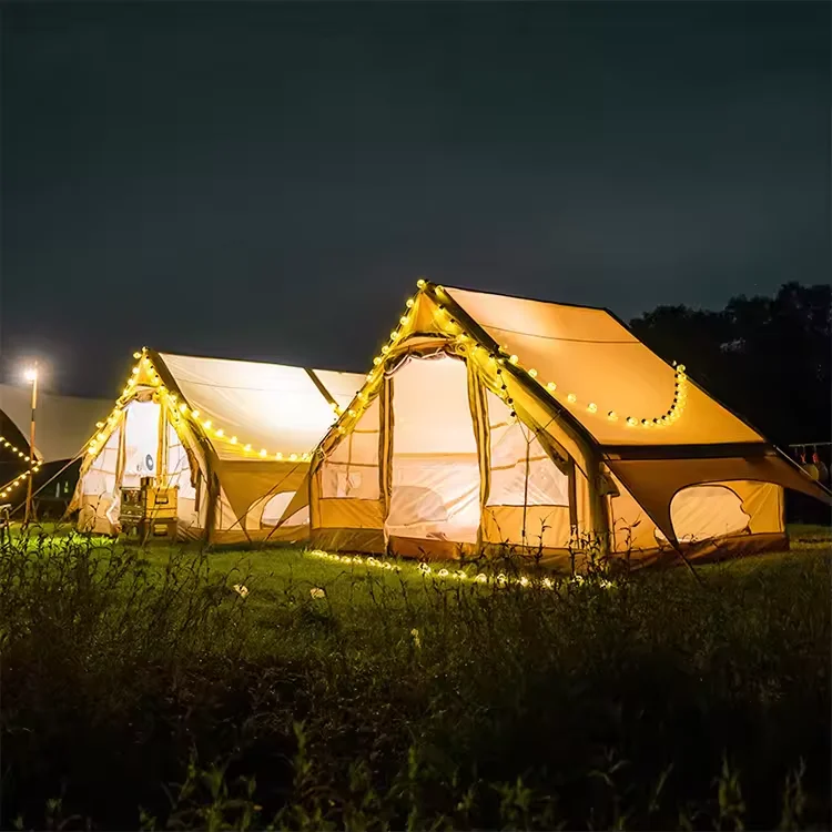 Inflatable Tent, 210D Oxford Air Tent, 118x82.7x78.7 Inch, 3-4 Person Waterproof Double Layer Automatic Family Three-Season Tent
