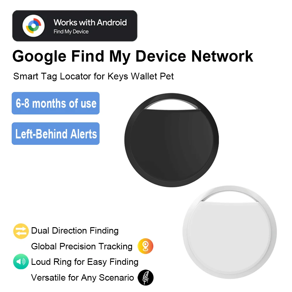

2026 YX Smart Tag Locator for Keys Wallet Pet | Works with Android Find My Device | Global Tracking | Dual Direction Anti-Lost