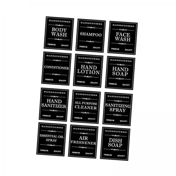 Durable Waterproof Bathroom Bottle Labels Paper Stickers for Soap Shampoo Refill Bottles Hotel Home