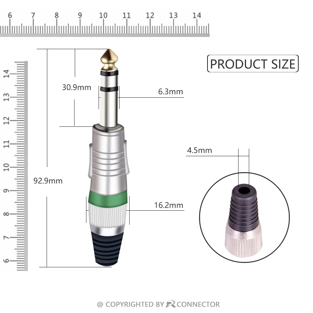 Imagem -06 - Mono Stereo Plug Microfone Mic Montagem Fio Conectores Sophomore Núcleo Equilíbrio Desequilíbrio Telefone Jack 100 Pcs 6.35 mm