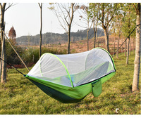 Portable Camping Hammock with Mosquito Net, Lightweight 250kg Capacity, 210T Nylon for Hiking, Beach, Backyard, Quick Setup