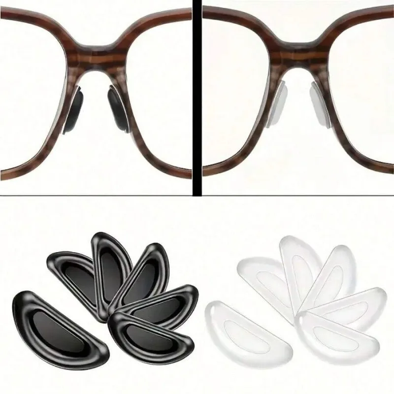 Anti-Slip Adhesive Silicone Nose Pads 2/5 Pairs Thin Stick-On Nose Cushion Replacement for Glasses Sunglasses